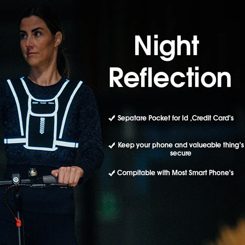 Reflective Vest Outdoor Reflective Running Vest Sports Mobile Phone Chest Bag Mountaineering Soft Bag Personal Fitness Water Bottle Backpack