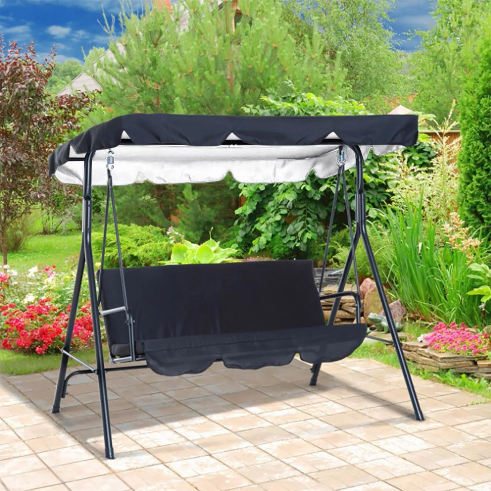 Outdoor Swing Chair Cover Cushion Garden Patio Seat Replacement 3 Seater Hammock Waterproof Dustproof Swing Seat Pads