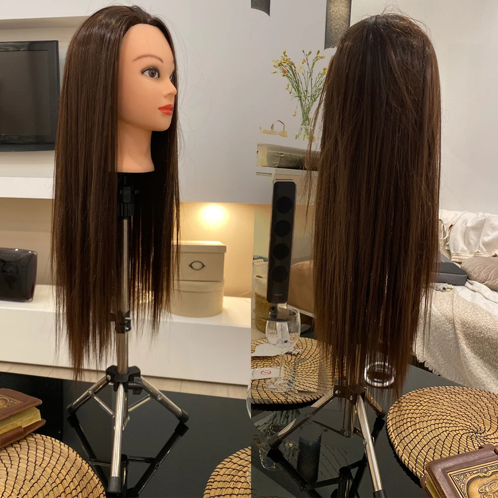 65CM Mannequin Heads With Synthetic Hair For Hair Training Styling Solon Hairdresser Dummy Doll Heads For Practice Hairstyles