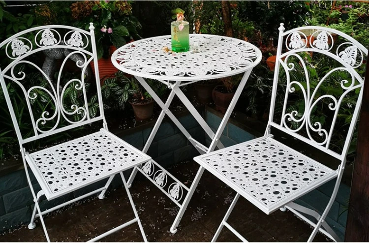 Description Picture 4 of itemNordic Table and Chair Furniture Three-Piece Combination Garden Balcony Terrace Iron Foldable Leisure Outdoor Design Chair Set