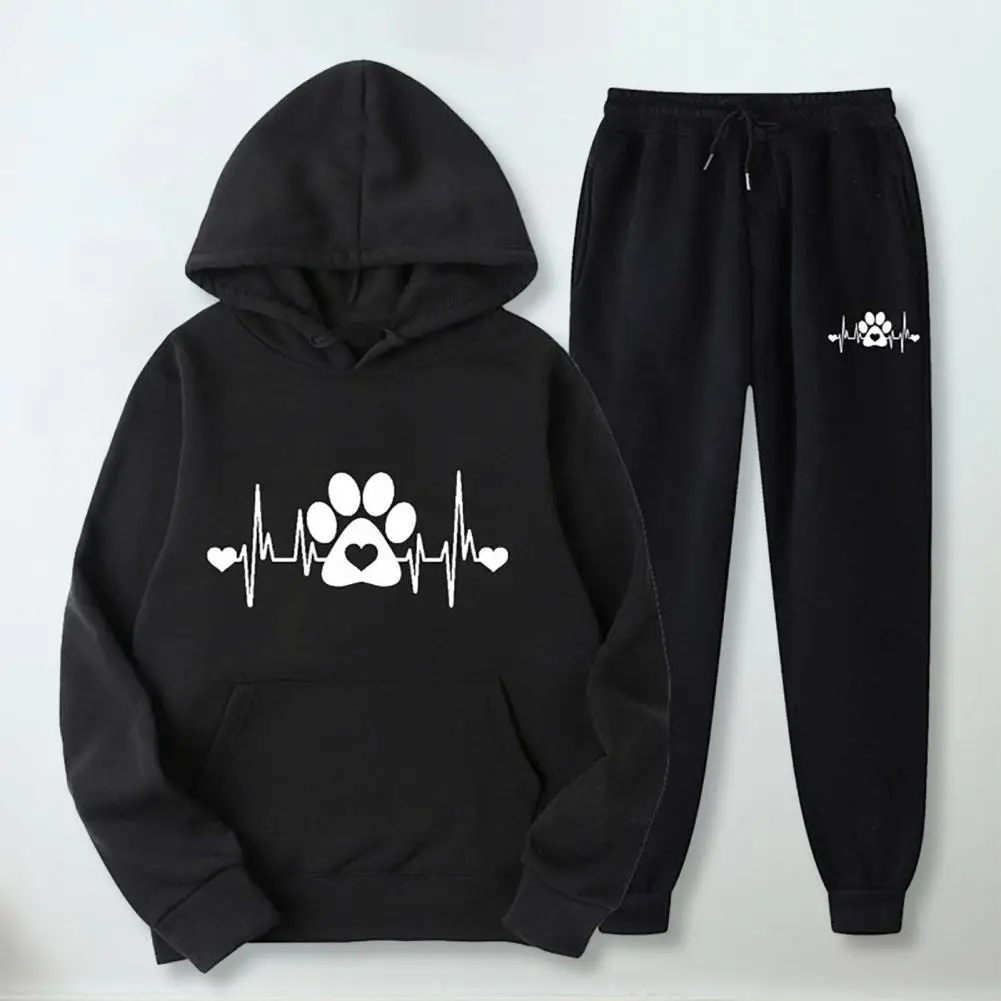 Men Fitness Clothing Stylish Unisex Hoodie Pants Set Printed Loose Fit Elastic Waist Fall/winter Tracksuit for Women Men Unsiex