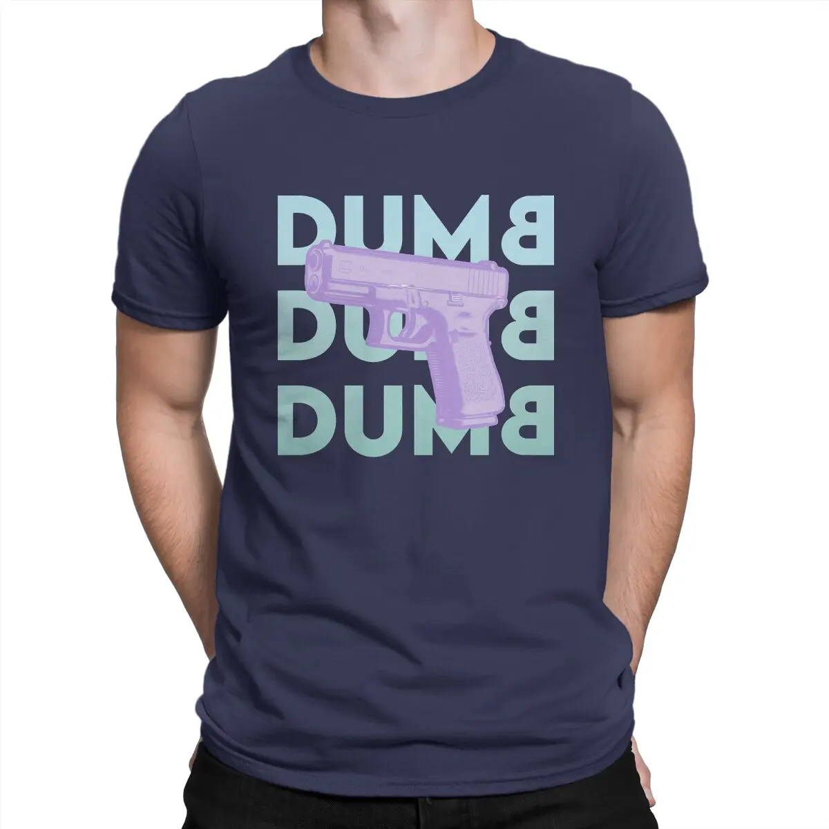 thumbnail image 1 of Camiseta de hombre Dumb Glock, Smith Cool Wesson, informal, de manga corta y cuello redondo, de algodón., 1 of 7
