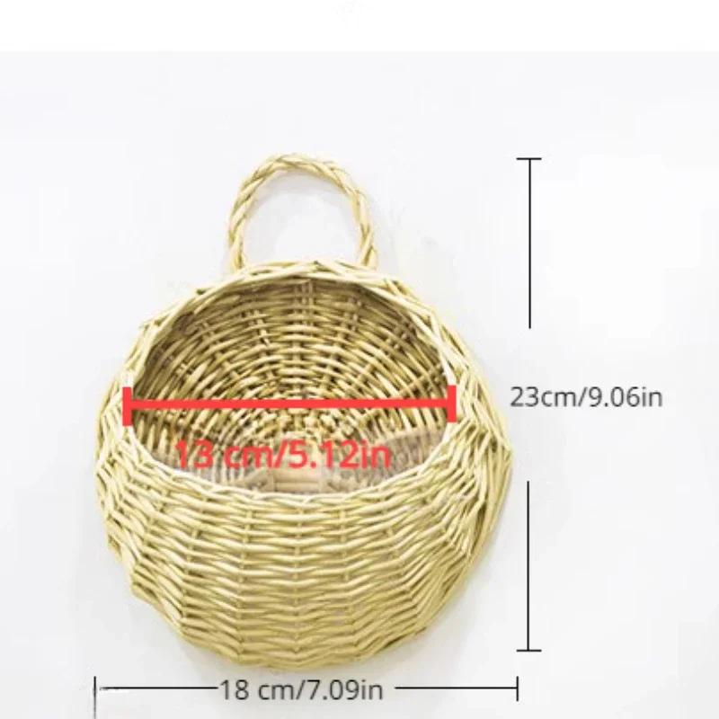 1PC Hanging Wicker Rattam Basket Flower Planter Wall Garden Vine Pot Plants Holder Hanging Plant Plant Hanger Garden Pots