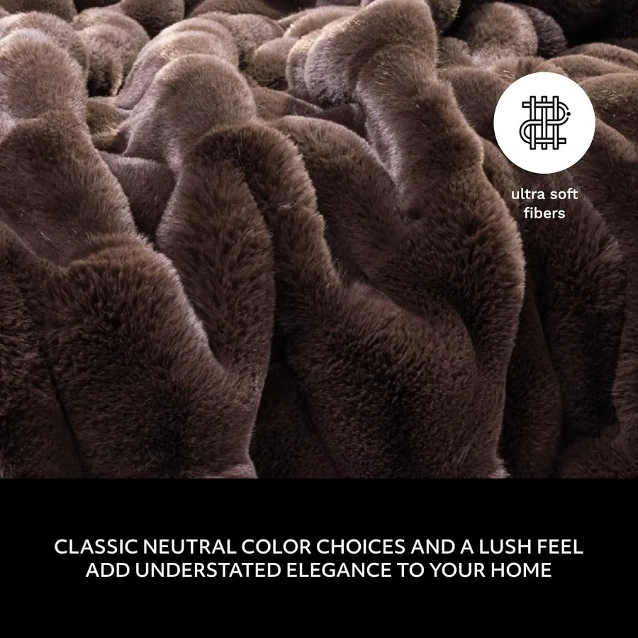 Premium Reversible Luxury Faux Fur Throw for Couch Sofa or Bed Plush Cozy Soft Blanket for Sleeping Relaxing or Enhancing Home