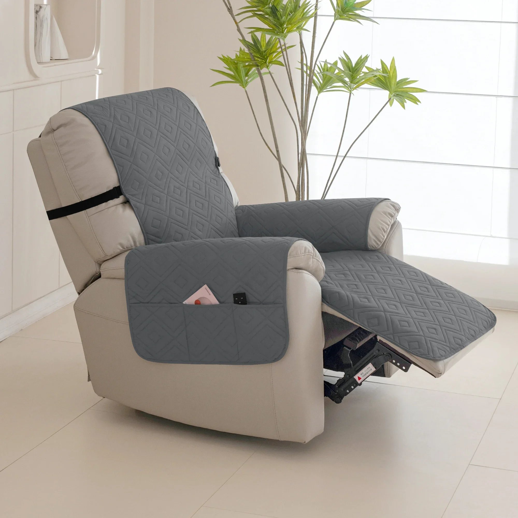 Funda Para Sillón Reclinable 1 Plaza - Impermeable, Antideslizante, Color Azul Oscuro