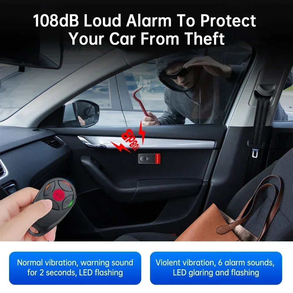 Extractme 108dB alarme antivol alarme de Vibration sans fil avec télécommande alarme de porte et de fenêtre système de sécurité d'alarme de voiture 3
