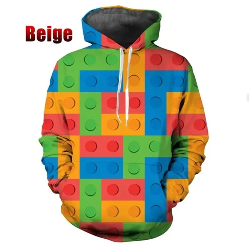 thumbnail image 1 of Sudadera con capucha para hombre con estampado 3D de bloques de construcción divertidos, estilo hip-hop callejero, para deportes al aire libre, informal y holgada, 1 of 5