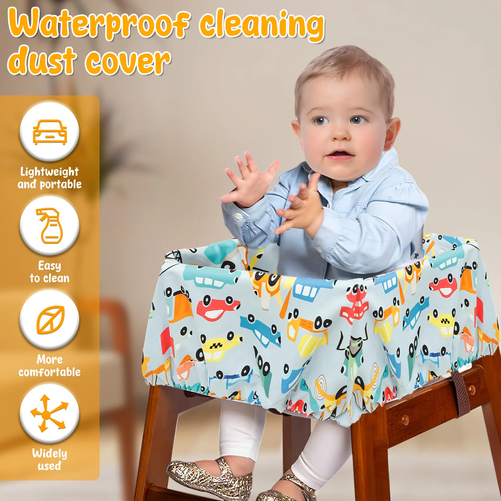 Baby Shopping Cart Seat Cover Polyester Waterproof Carton Style Baby Safety Cart Cover Comfortable Children Anti-Dirty Seat Pad baby seat cover