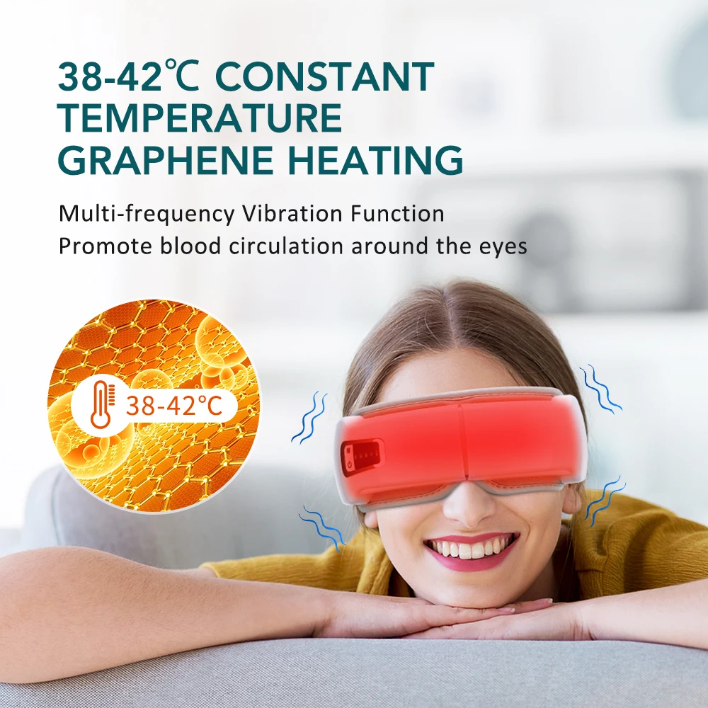 White Electric Eye Massager with Vibration and Heat for Relaxation