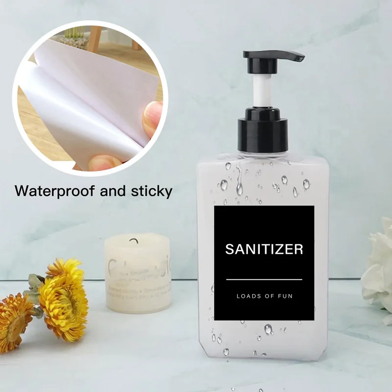 Bathroom Labels Sticker Set Hand Soap Storage Jar Shampoo Conditioner Lotion Bottle 12PCS