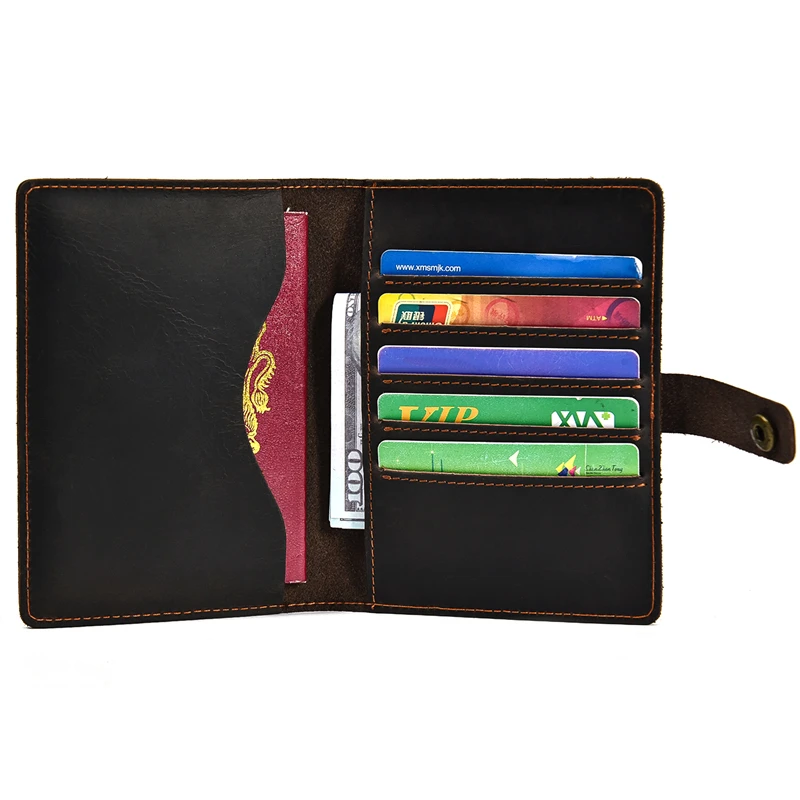 

Luxury Designer Genuine Leather Travel Wallet Card Holder Coin Card Purse Real Leather Clip Purse Men Male Passport Holder