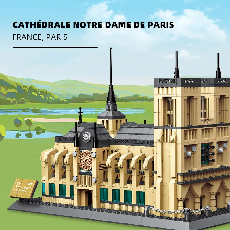 Lost World Famous Architecture Francia Cattedrale Notre Dame De Paris Building Block Model Bricks Educational Toys Collection