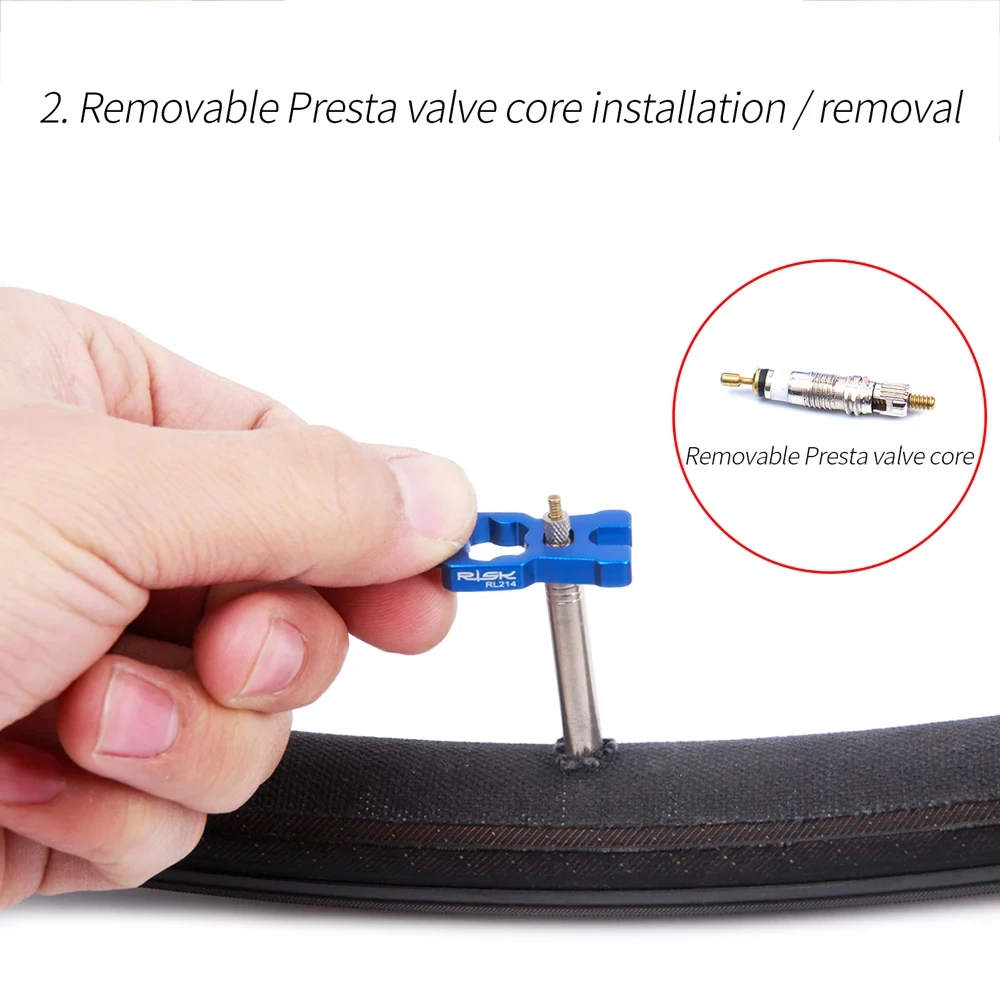 Universal 4-in-1 Bike Valve Core Wrench with Presta Caps - Portable Bicycle Repair Tool Set