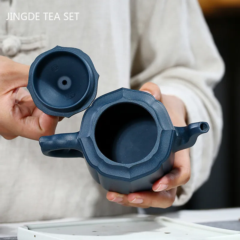 Raw Ore Azure Mud Famous Handmade Purple Clay Pot Creative Eight-sided Filter Teapot Chinese Zisha Tea Maker Teaware 280ml