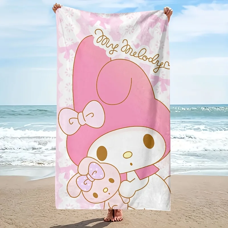 1pc 마이 멜로디 비치 타월 단면 2D 프린트 해변 수영장 목욕용 속건성 마이크..