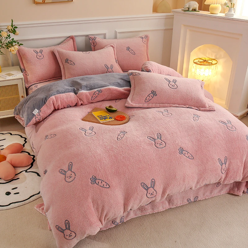 Warm Fluffy Flannel Thick Duvet Cover Single Double Queen King Size