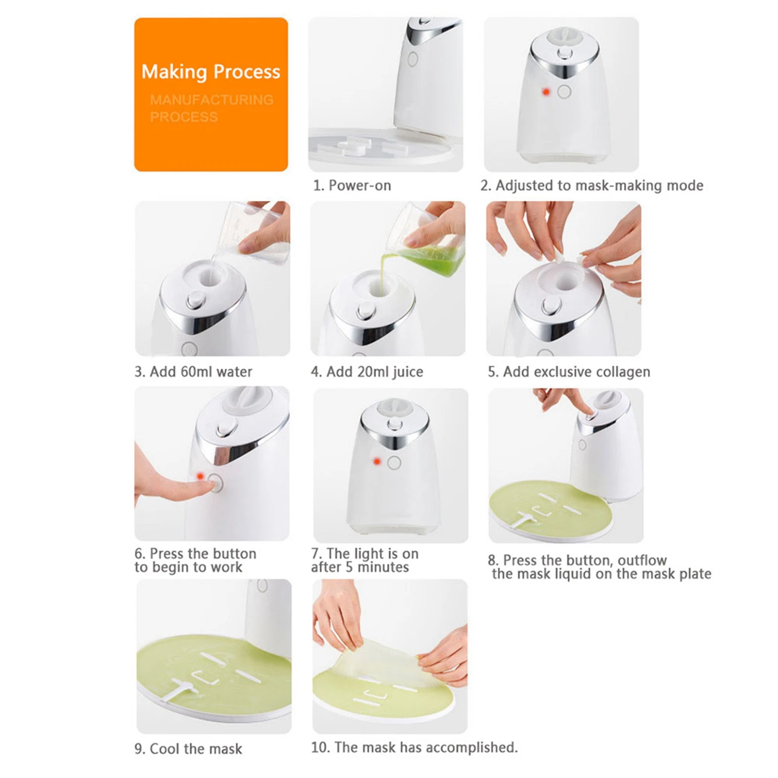 Make Natural Fruit Face Mask Machine DIY Vegetable Juice Collagen Automatic Mask Maker Home Use Beauty Salon Device facial mask machine