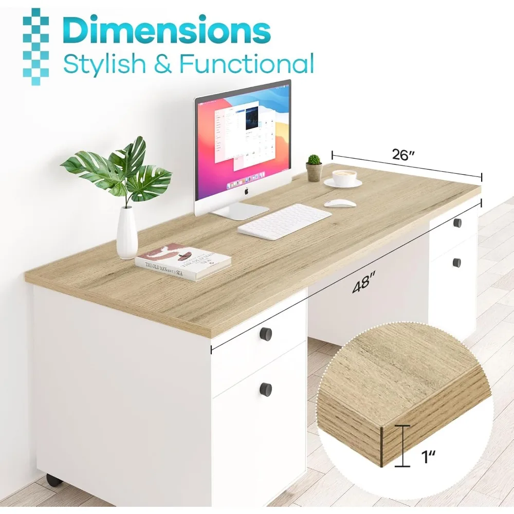 "48x26 inch single-piece solid wood desk surface for adjustable height workstations, ideal for dual or l-shaped desks, suitable
