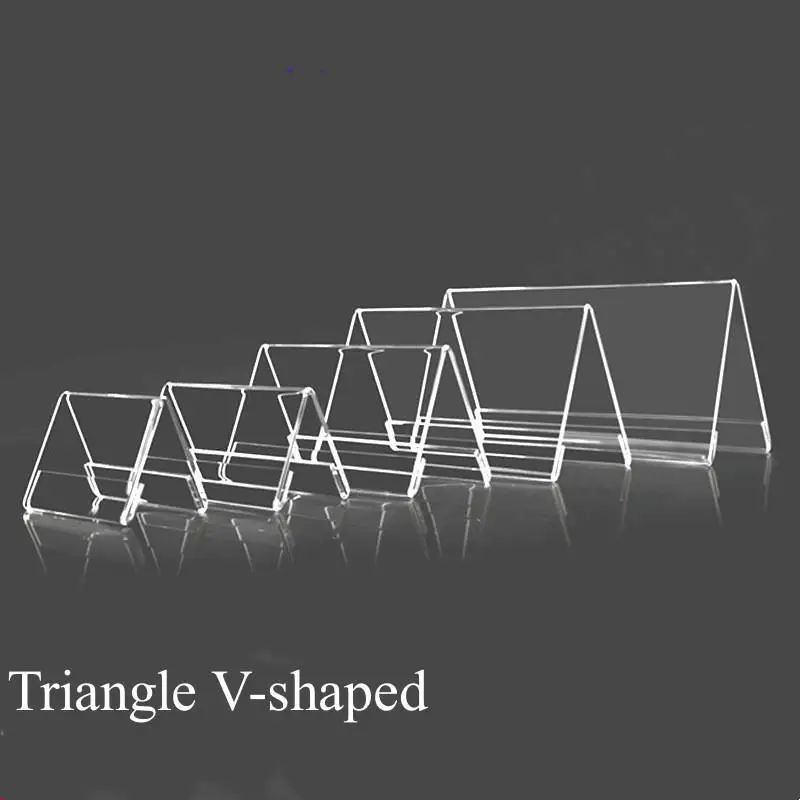 5Pcs Acrylic Clear Desktop Sign Labels Triangle Meeting Card Conference Sign V-Shaped Table Sign Display Card Name Tag Holder 2