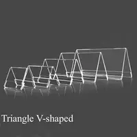 5Pcs Acrylic Clear Desktop Sign Labels Triangle Meeting Card Conference Sign V-Shaped Table Sign Display Card Name Tag Holder 2