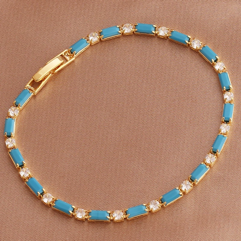 Rainbow Iced Out Zircon Tennis CZ Bracelet Women's Stretch Adjustable Bracelet Hippie Fashion Accessories Jewelry Gifts