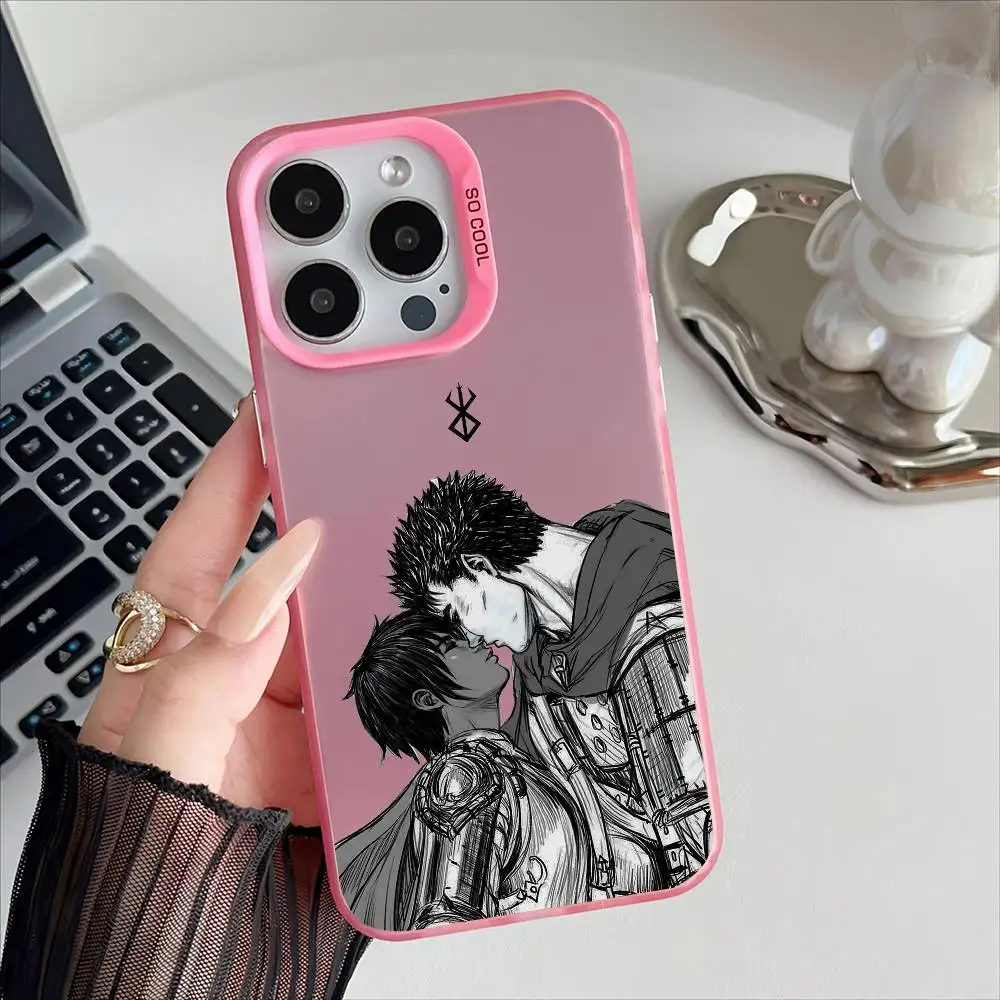 Berserk Anime Electroplated Silver Button Phone Case