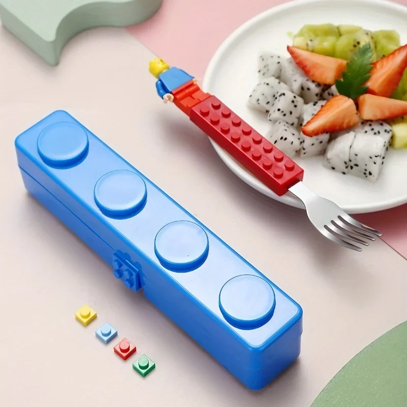 Cutlery Set Colorful Building Blocks Spliced Forks and Spoons