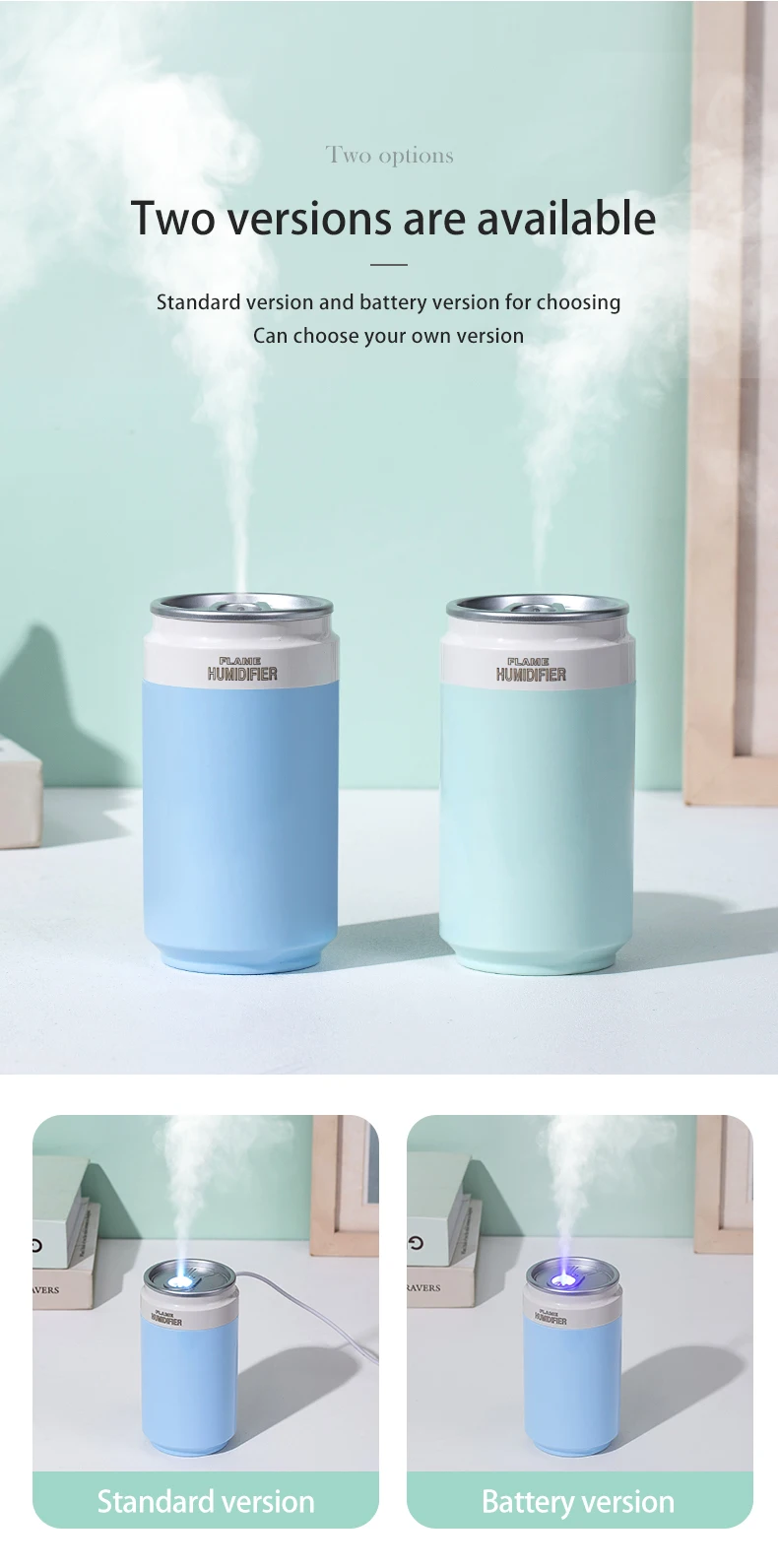 Description Picture 6 of itemMini Air Humidifier 260ml Cola Cup Size Portable Cool Mist Maker For Bedroom Home Car Air Purifier H2O Humificador