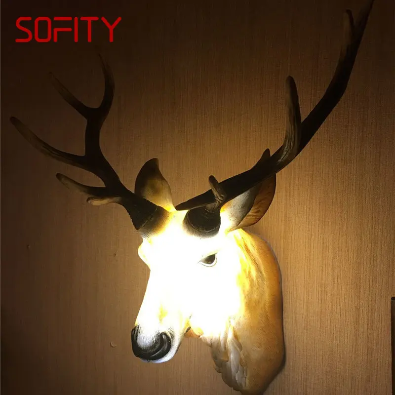 

PLLY Nordic Deer Wall Lamp LED Interior Creative Simulation Sconce Lights For Home Living Room Aisle Backdrop Decor