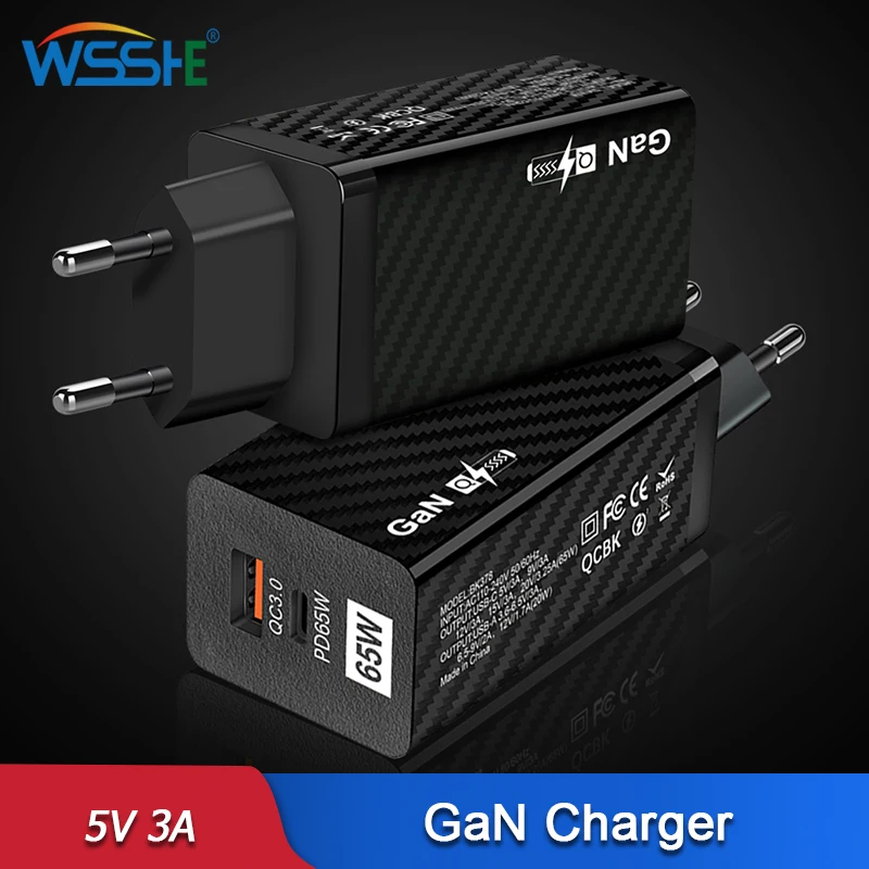 

USB Charger 65W GaN Type C PD Fast Charging QC 3.0 4.0 Portable Phone Adapter For IPhone 12 Pro Max Macbook Laptop Smartphone