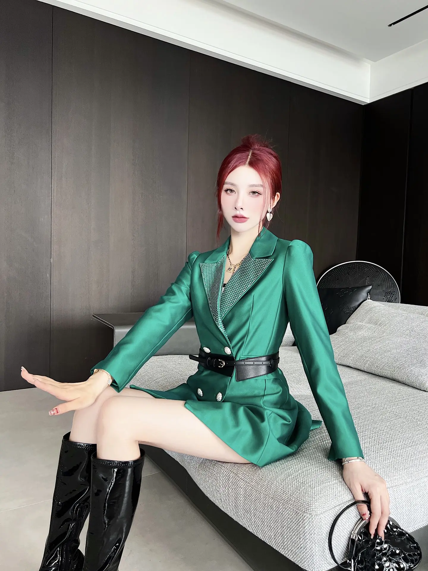 

2023 Spring/Summer Fashion New Women's Clothing Diamond Collar Suit Skirt 0822
