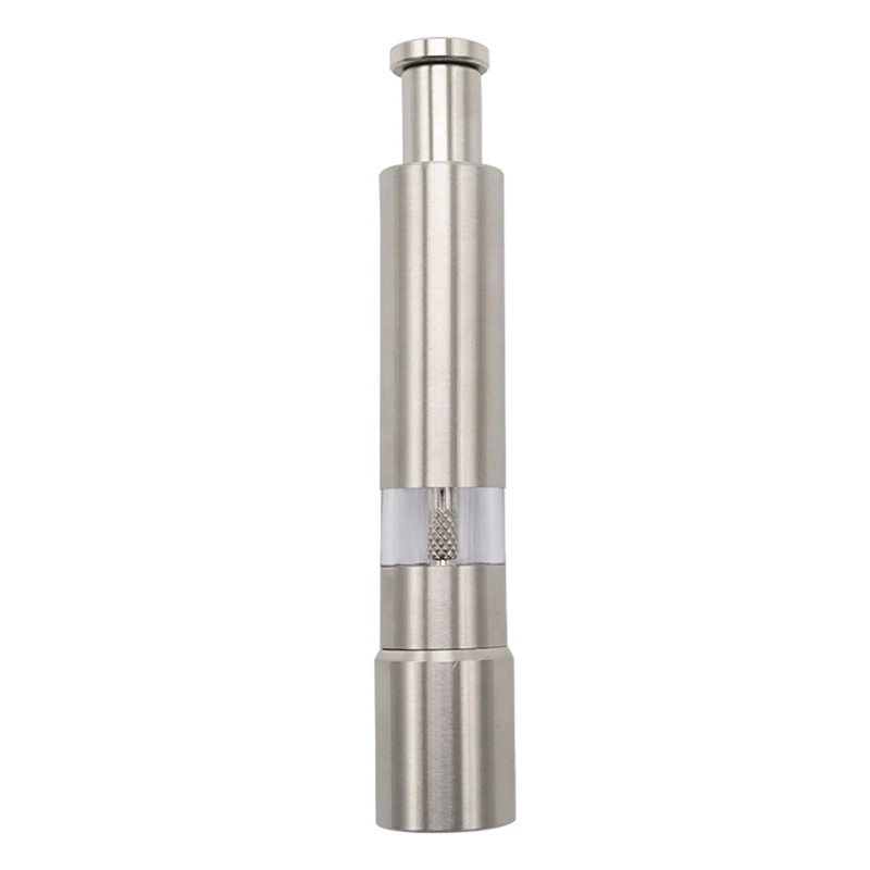 Stainless Steel Pepper Mill Grinder Spice Shaker Thumb Push Button Salt Pepper Mills For BBQ Travel Home Camping Kitchen Tools
