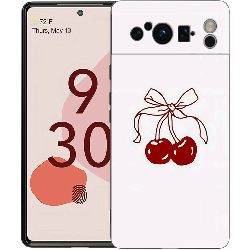 Charming Cherry Bow Soft Shockproof Black Phone Cover