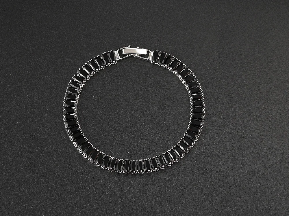 Schwarz Kristall Tennis Armband für Frauen Steampunk Einstellbare Silber Farbe Kette auf Die Hand Freunde Geschenk Hippie Schmuck DZH051 – Detail 14