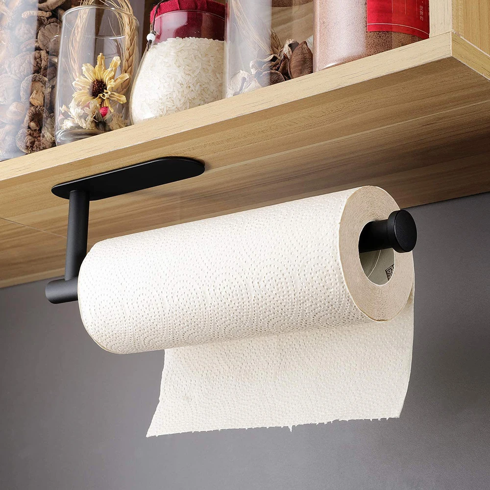 

Adhesive Hanging Paper Roll Towel Holder Bathroom Toilet Storage Stand Kitchen Organizer Napkin Rack Stainless Steel Wall Mount