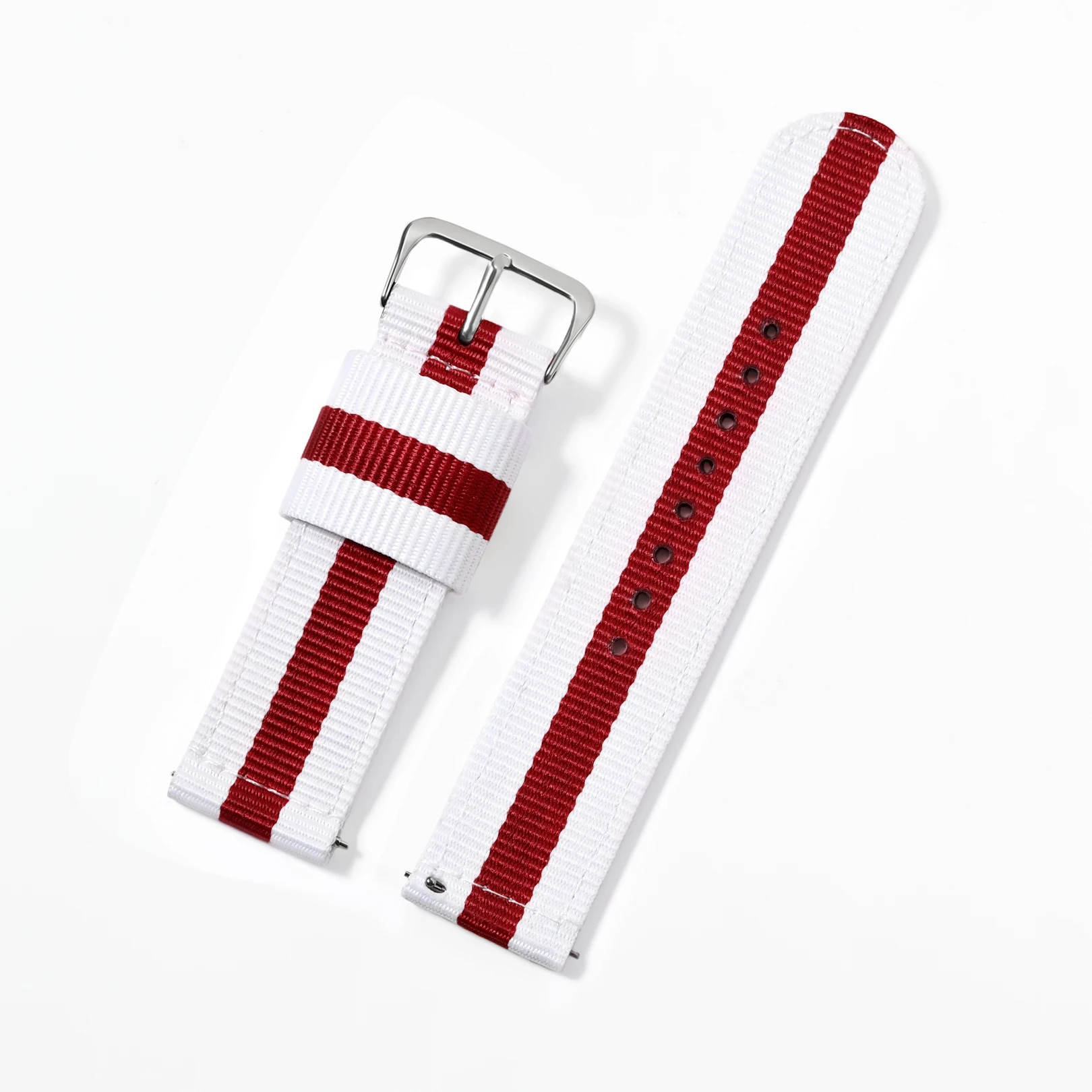 Enhanced Intercolor Striped Quick Release Nylon Watch Strap