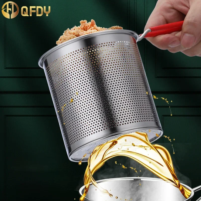 Deep fryer, household deep fryer, 304 stainless steel mini pot, Japanese style with filter, Tempura fuel-efficient small fryer