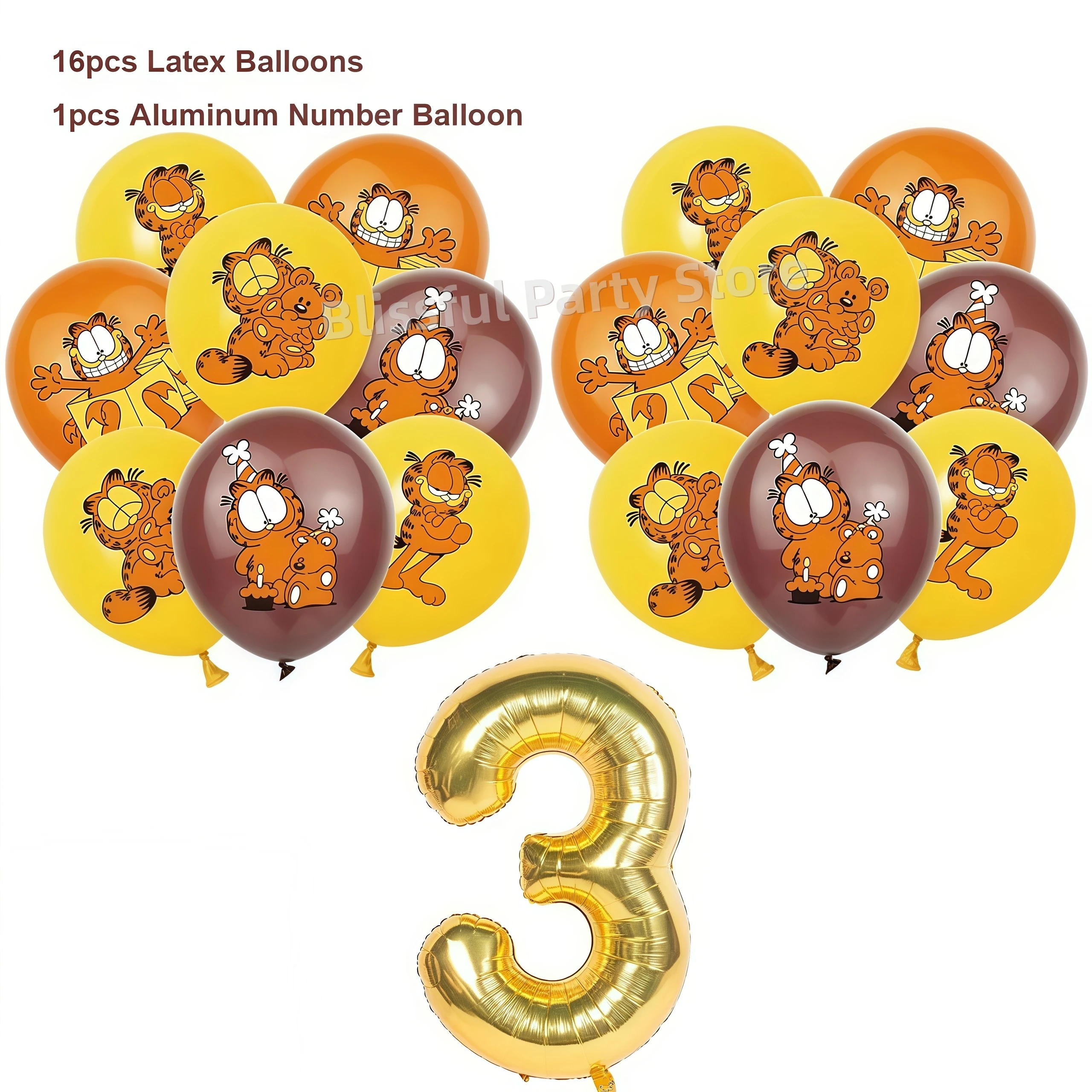 Cartoon G-Arfield Geburtstag Party Dekoration Geschirr Tasse Teller Serviette Ballon Banner für Kinder Bevorzugung Geschenk Baby Dusche liefert – Detail 25