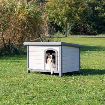 Small Classic Outdoor Dog House Weatherproof Finish Elevated Floor Puppy Kennel for Indoor Dogs Pet Supplies Products Home 2