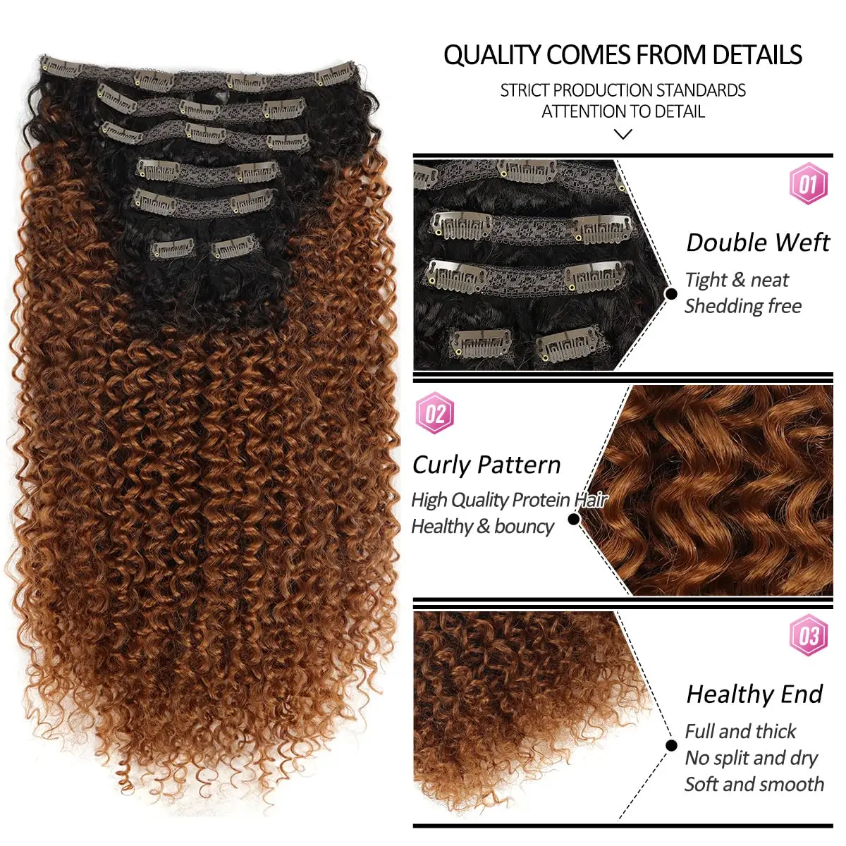Hair Extensions Synthetic Kinky Curly 7pcs 26inch for Women