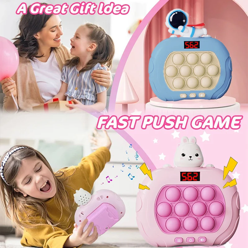Pop It Game 999 Level Electronic Pop Quick Push Bubbles Game Machine Kids Cartoon Fun Squeezing Toys Anti Stress Sensory Bubble Toy Gifts