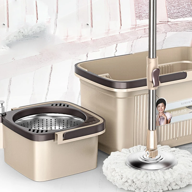 Stainless Steel Double Drive Rotary Mop Mopping Bucket Household Free Hand  Wash Automatic Dry Mop Bucket - Mops - AliExpress