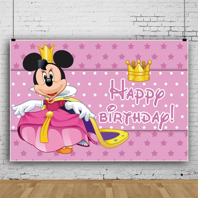 Disney Minnie Mickey Mouse Custom Background Birthday Party Decorations Childrens Decoration Wall Photozone Backdrop
