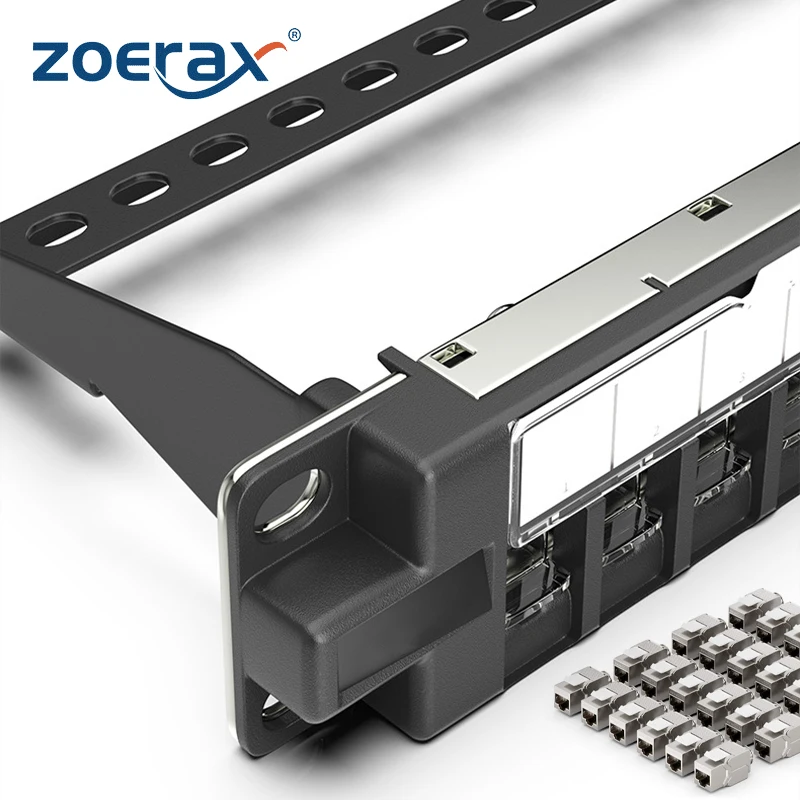 Zoerax-patch Panel Keystone com Porta Dustproof Rackmount ou Montagem na Parede 1u 24 Port 19 Patch Panel em Branco para Keystone Jacks