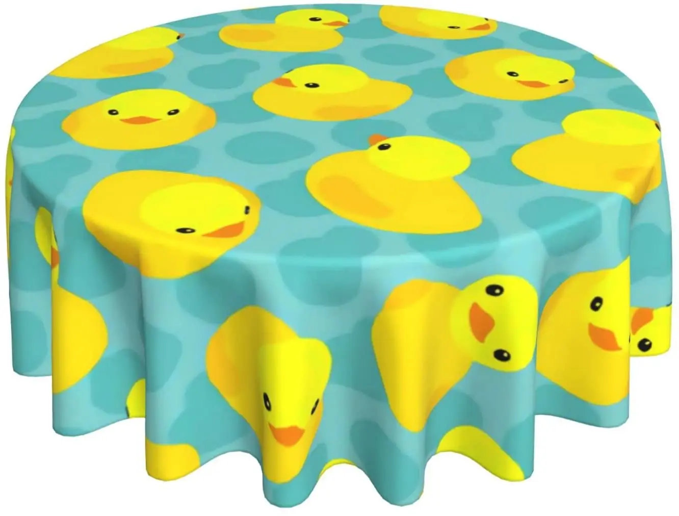 

Yellow Rubber Ducks Round Tablecloth 60 Inch Circular Table Cover Tabletop Decoration Waterproof Table Cloths for Dining Table