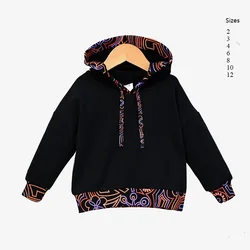 Kids' Black Cotton French Terry Hooded Set with Colorful Trims - Includes Dress, Shirt, and Romper - 12 (Hooded top)