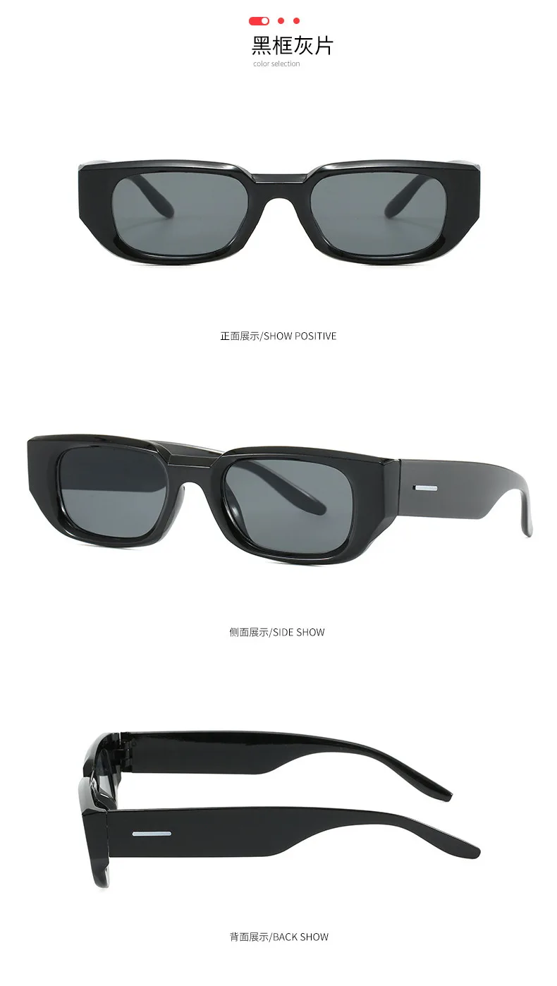 Neue Vintage Quadratische Sonnenbrille für Damen und Herren Marken-Rechteck-Sonnenbrille Ovale Brillen für Männer und Frauen – Detail 7