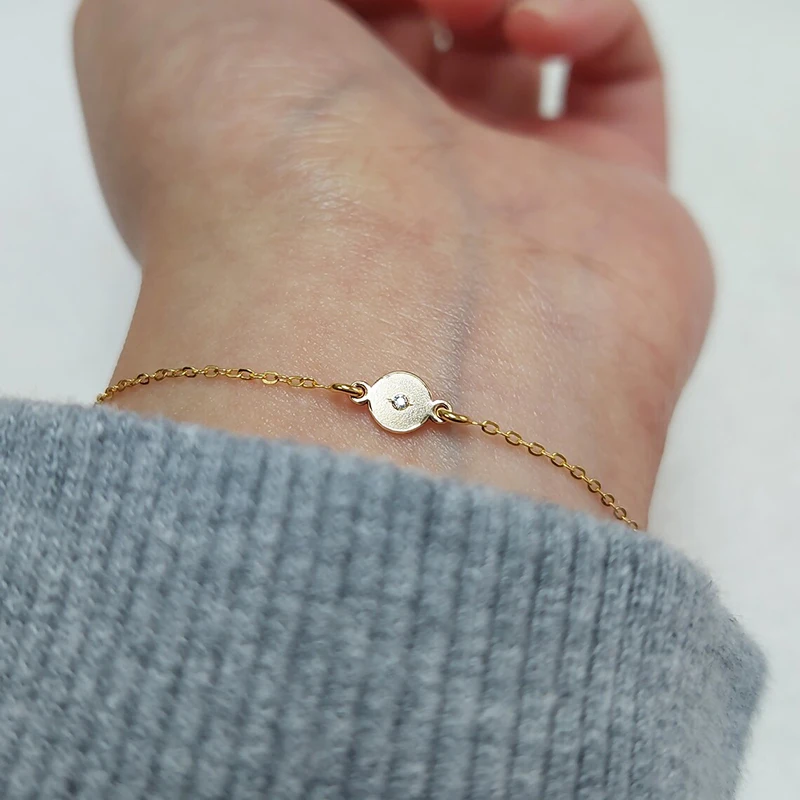 14K Gold Filled 5MM Disc With Zircon Round  Gold Charm Jewelry for DIY Bracelet Necklace Making Hypoallergenic Jewelry Accessory