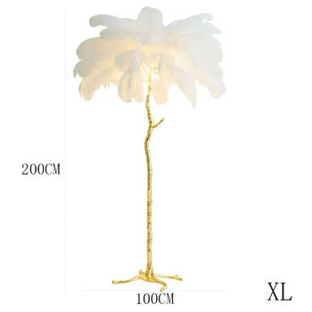 Nordic LED Floor Lamp for Living Room Modern Resin Luxury Ostrich Feather Floor Lamps Bedroom Sofa Corner Indoor Standing Lights 5
