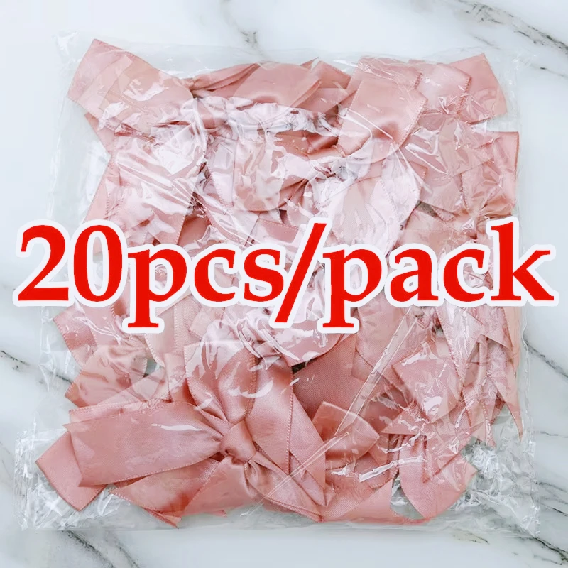 Fresh Pink Ribbon Small Packaging Bow Polyester Satin Bow Flower Handmade Tie Hair Accessories Craft Supplies